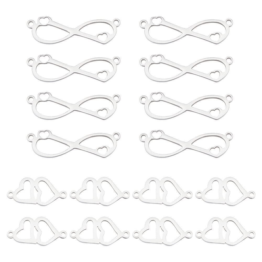 9567 20Pcs 2 Styles Double Heart Connector Charms Infinity Connector